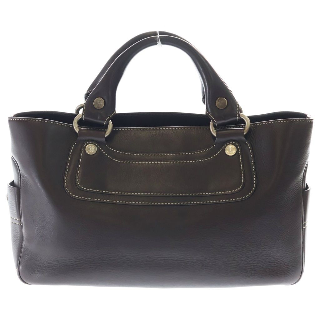 Celine Boogie Bag Handbag Brown Leather Silver