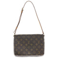 Louis Vuitton Monogram Musette Tango Shoulder Bag Brown Leather Gold