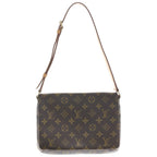 Louis Vuitton Monogram Musette Tango Shoulder Bag Brown Leather Gold