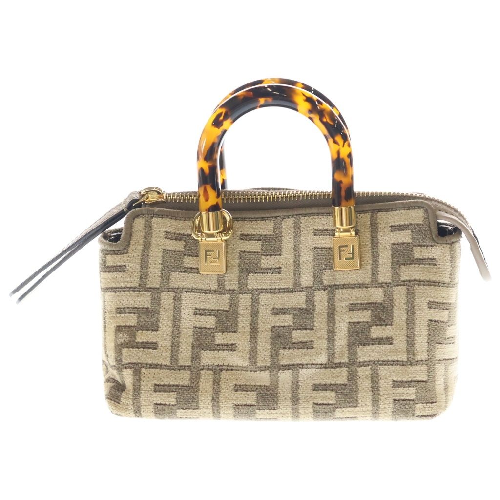 Fendi Zucca by the Way Shoulder Bag 2-Way Gold Beige