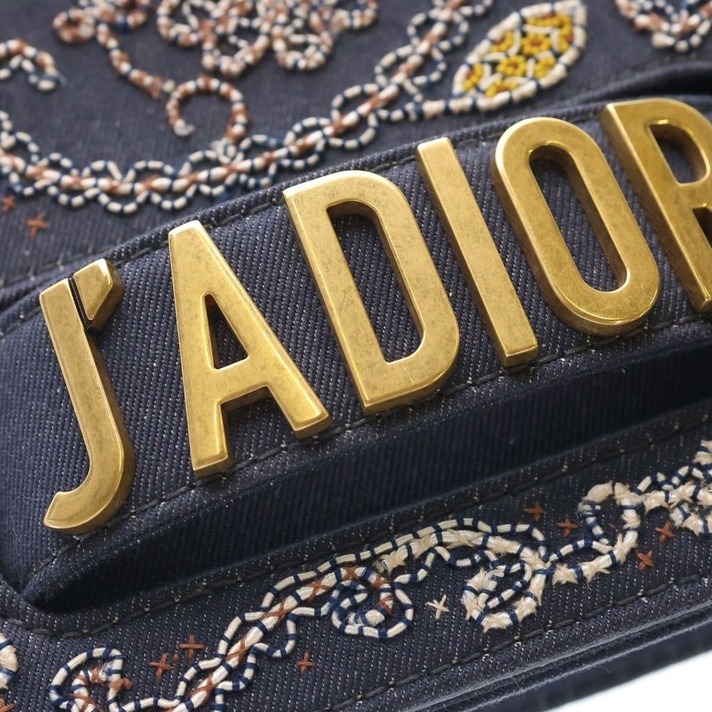 Dior J'adior Beads Denim Chain Shoulder Bag Blue Multicolor — view 6