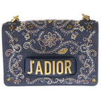 Dior J'adior Beads Denim Chain Shoulder Bag Blue Multicolor