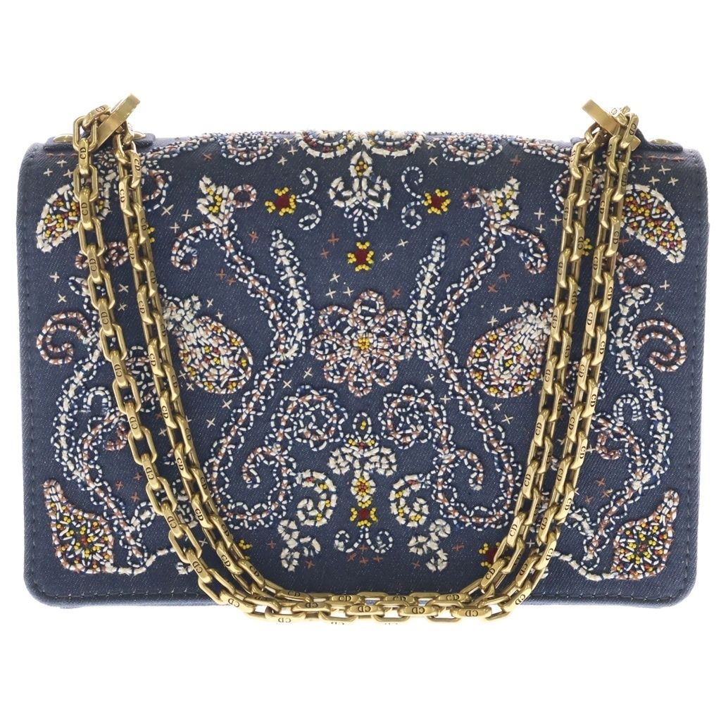 Dior J'adior Beads Denim Chain Shoulder Bag Blue Multicolor — view 2
