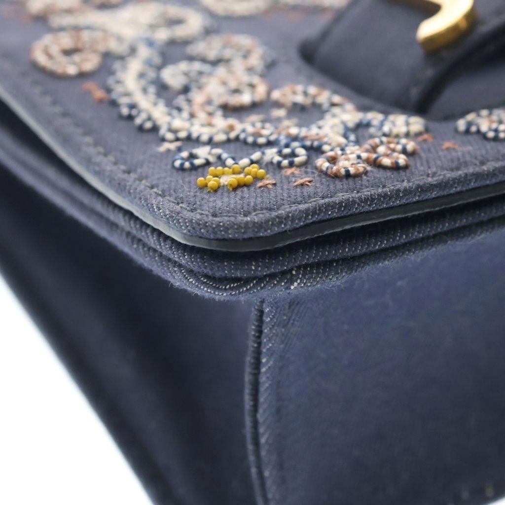 Dior J'adior Beads Denim Chain Shoulder Bag Blue Multicolor — view 5
