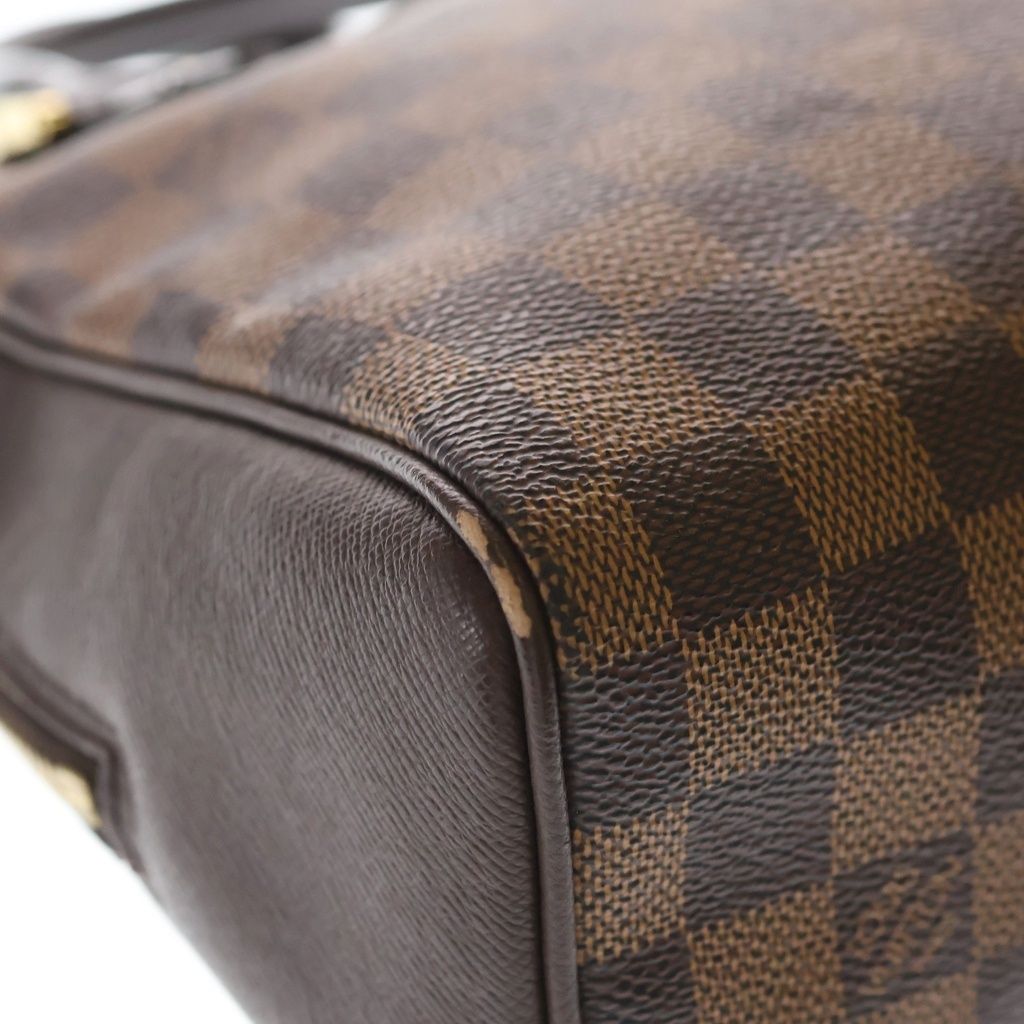 Louis Vuitton Damier Brera Handbag Brown Leather Gold — view 5