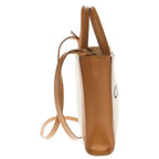 Celine Mini Vertical Cover 2-Way Shoulder Bag Ivory Brown Leather Canvas Gold — view 3