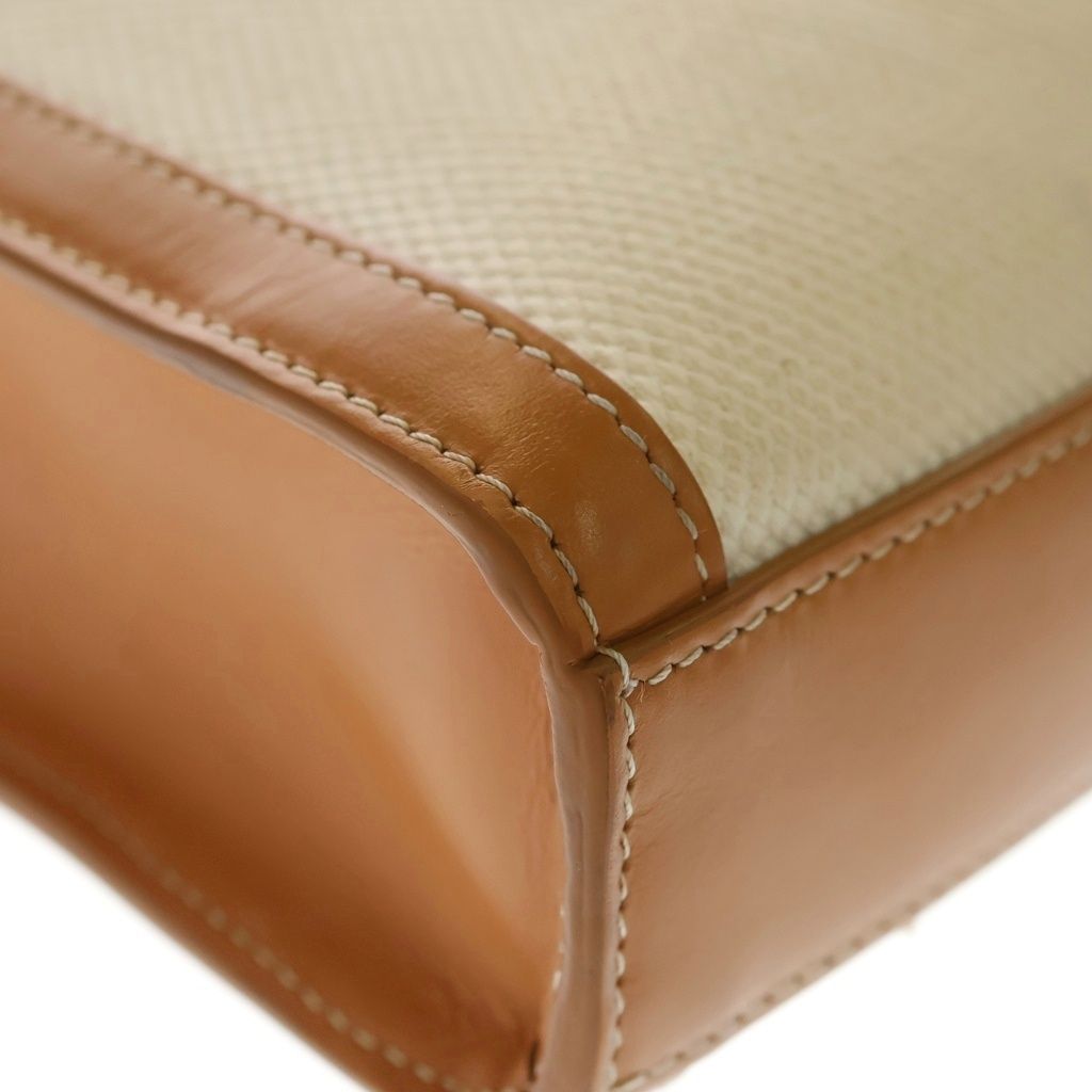 Celine Mini Vertical Cover 2-Way Shoulder Bag Ivory Brown Leather Canvas Gold — view 6