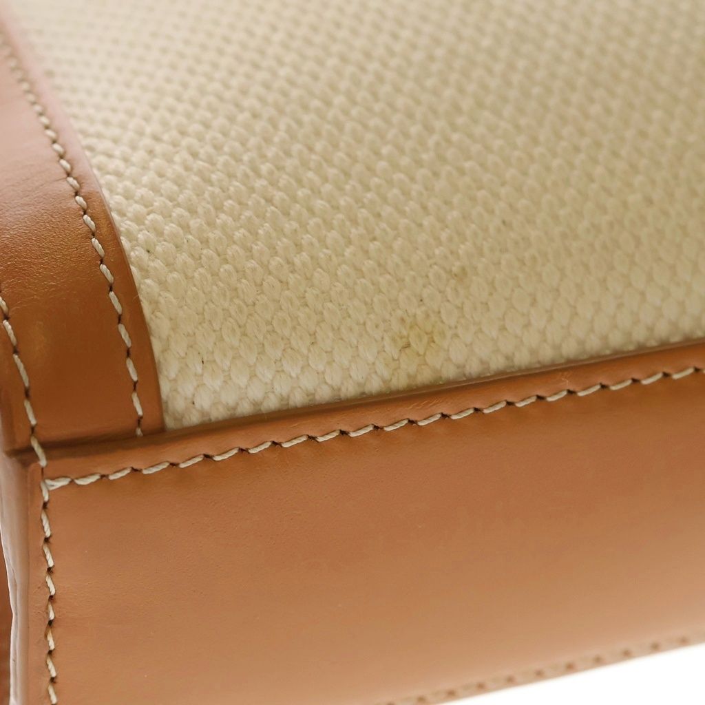 Celine Mini Vertical Cover 2-Way Shoulder Bag Ivory Brown Leather Canvas Gold — view 5