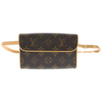 Louis Vuitton Monogram Pochette Florentine Waist Bag Brown Leather Gold