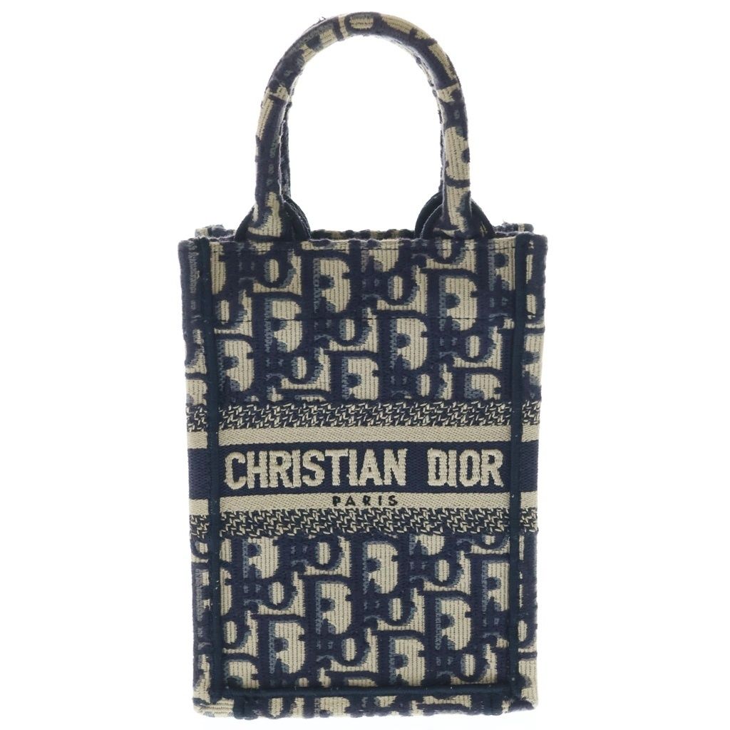 Dior Oblique Mini Phone Mini Shoulder Bag Navy Canvas Gold