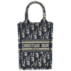 Dior Oblique Mini Phone Mini Shoulder Bag Navy Canvas Gold