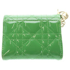 Dior Lady Lotus Wallet Patent Cannage Trifold Compact Green — view 2