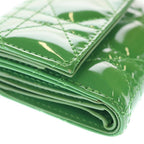 Dior Lady Lotus Wallet Patent Cannage Trifold Compact Green — view 6