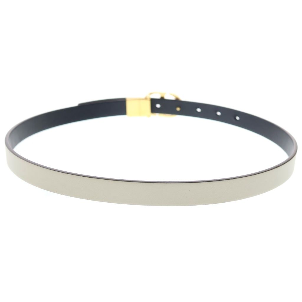 Dior Reversible Belt White Black Leather Gold — view 2