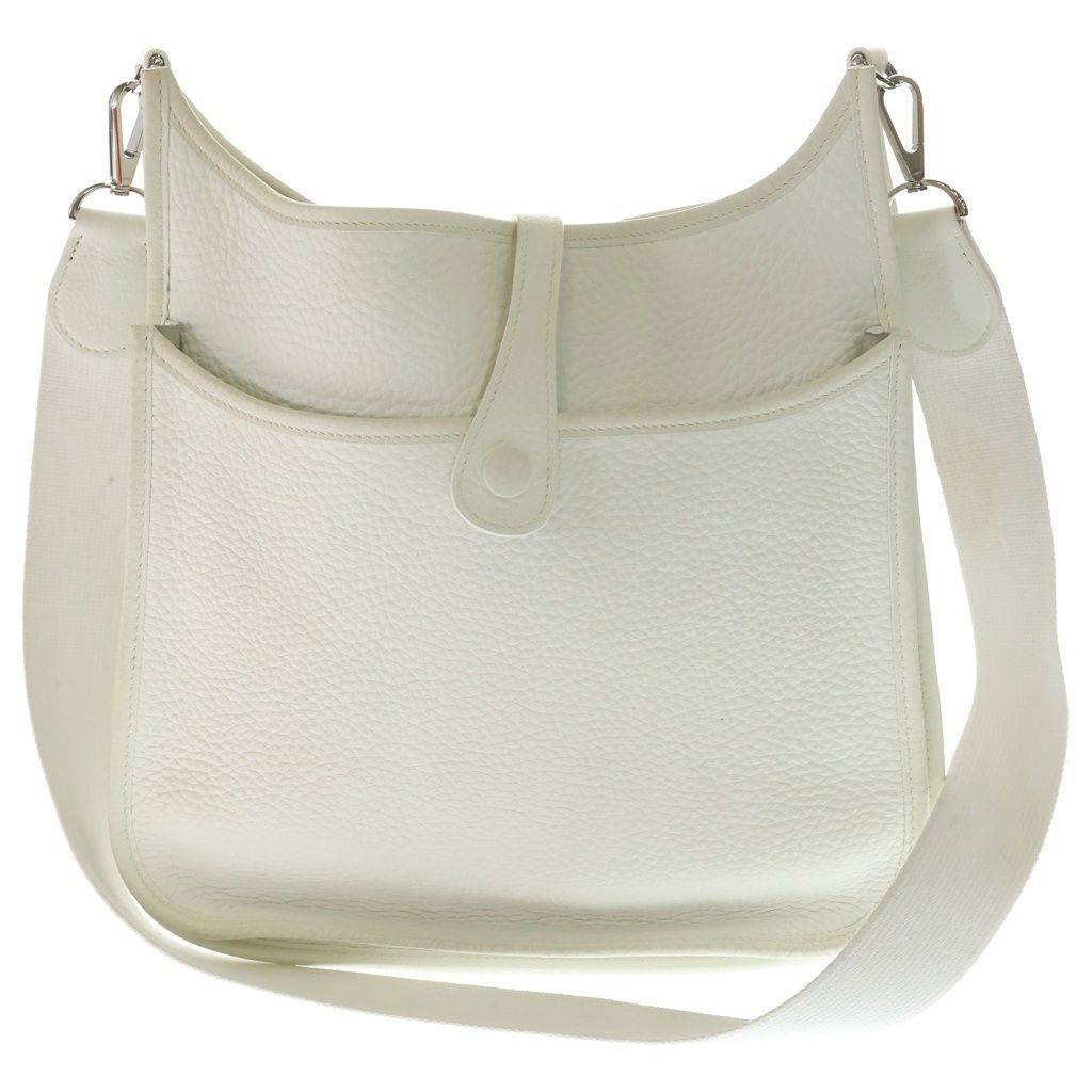 Hermes Evelyne 2 PM Taurillon Clemence Silver Shoulder Bag White — view 2