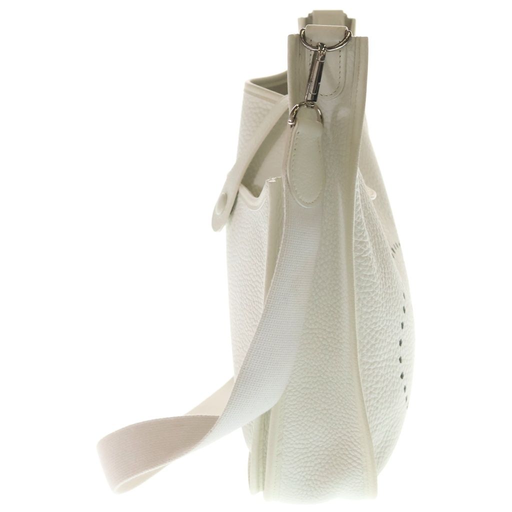 Hermes Evelyne 2 PM Taurillon Clemence Silver Shoulder Bag White — view 3