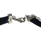 Dior Adior Rhinestone Logo Choker Necklace Black Silver — view 5