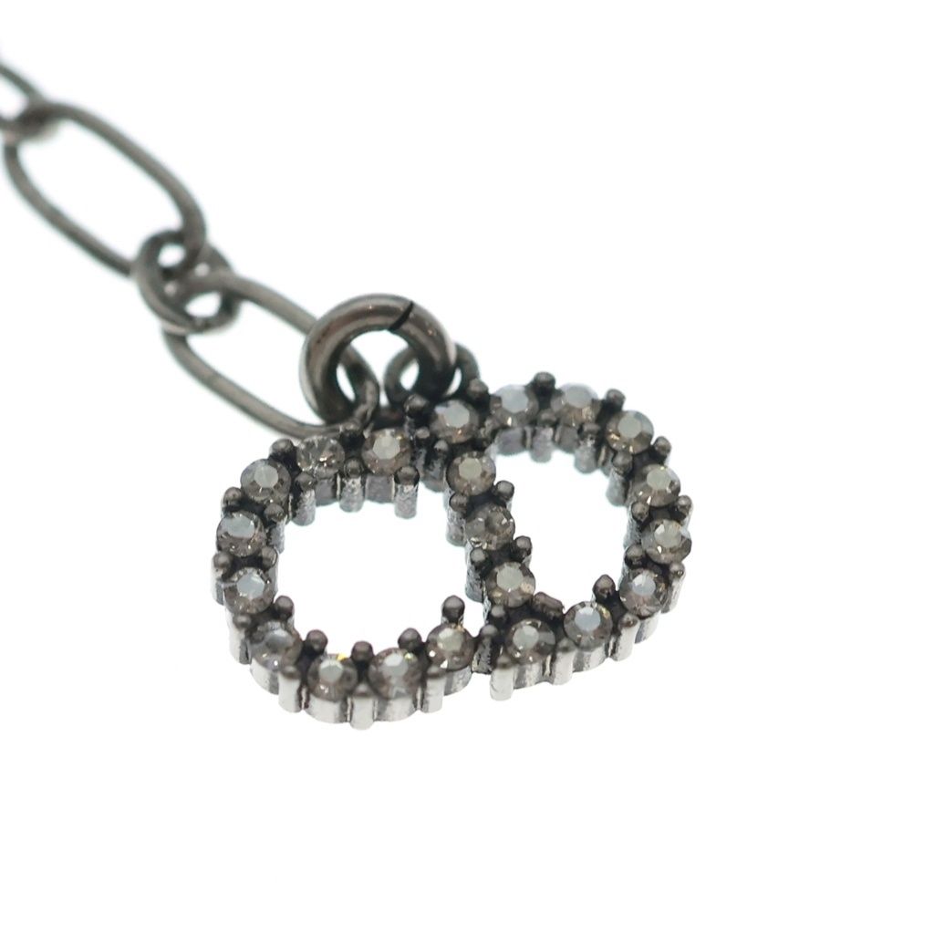 Dior Adior Rhinestone Logo Choker Necklace Black Silver — view 6