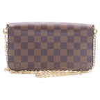 Louis Vuitton Damier Pochette Felicie Leather Shoulder Bag Chain Wallet Brown — view 2