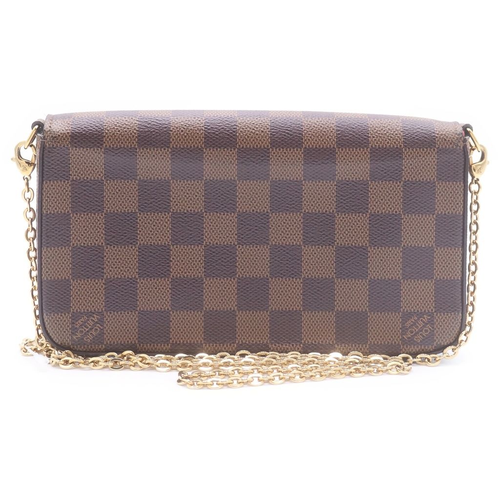 Louis Vuitton Damier Pochette Felicie Leather Shoulder Bag Chain Wallet Brown — view 2