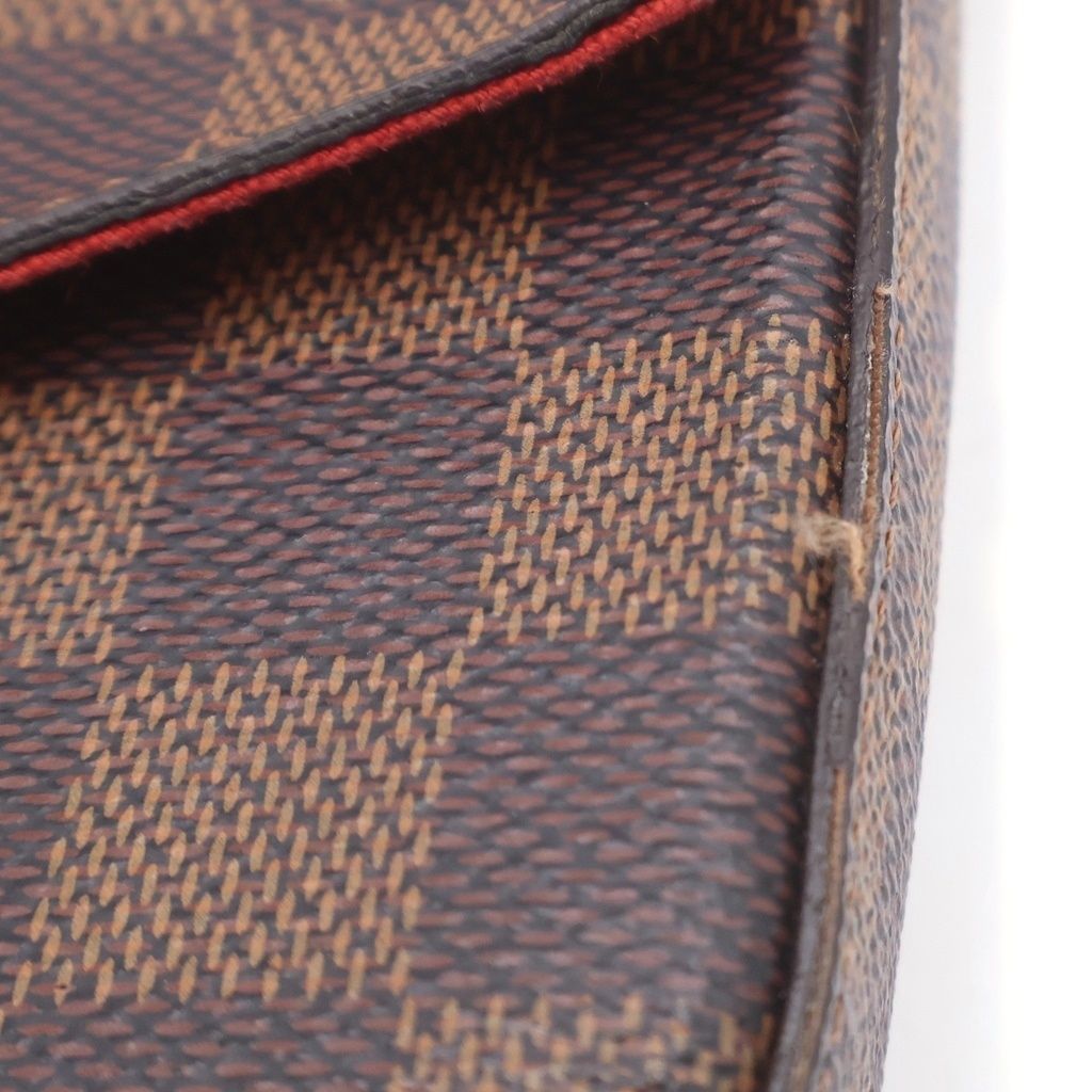 Louis Vuitton Damier Pochette Felicie Leather Shoulder Bag Chain Wallet Brown — view 6