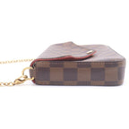 Louis Vuitton Damier Pochette Felicie Leather Shoulder Bag Chain Wallet Brown — view 3