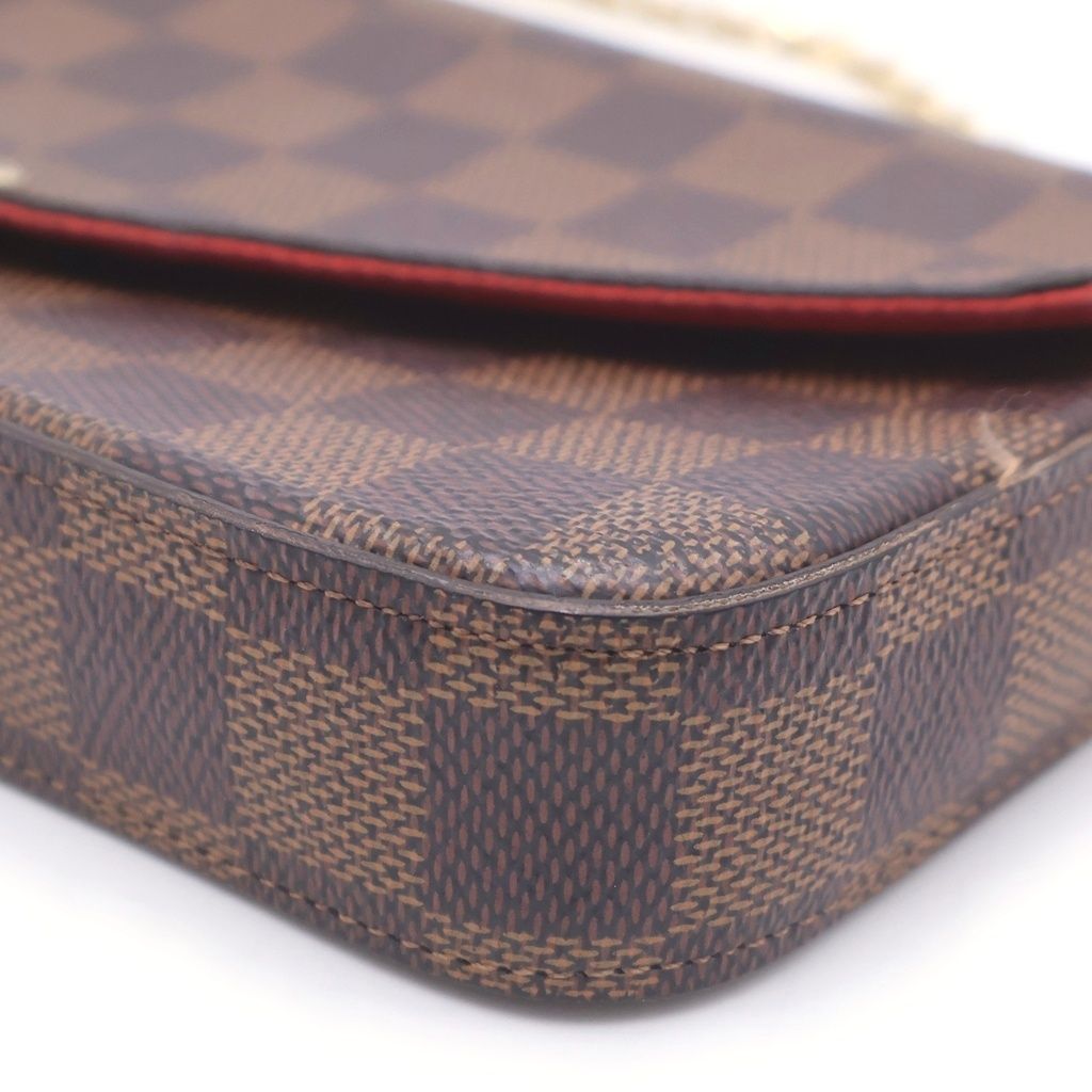 Louis Vuitton Damier Pochette Felicie Leather Shoulder Bag Chain Wallet Brown — view 5