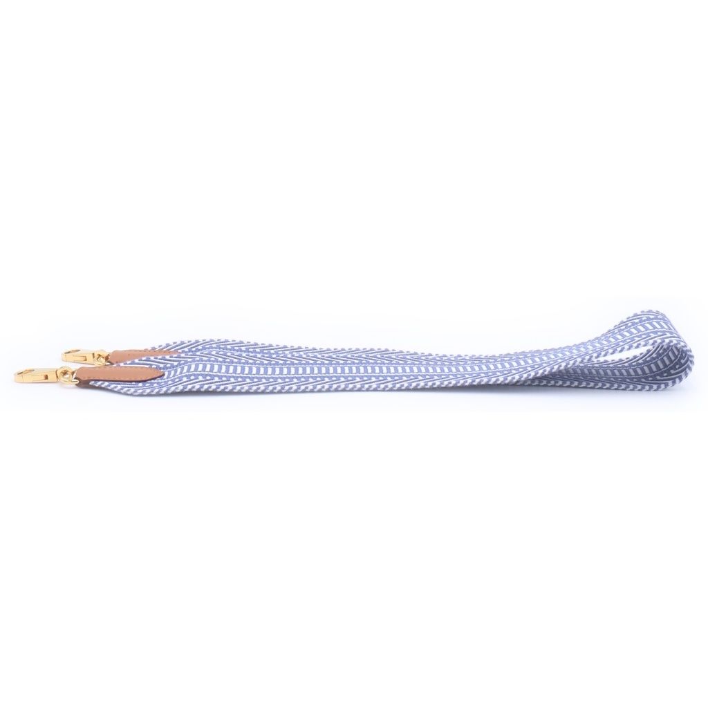 Hermes Sangle Caval Bandouliere Gold Shoulder Strap Blue Brighton Ecru — view 4
