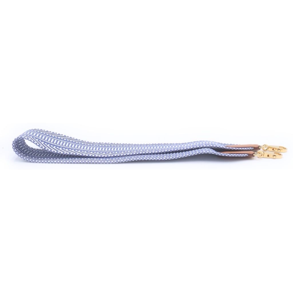 Hermes Sangle Caval Bandouliere Gold Shoulder Strap Blue Brighton Ecru — view 3