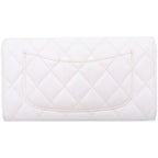 Chanel Quilted Classic Long Flap Wallet Caviar Leather Gold Bifold White — view 2