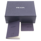 Prada Triangle Motif Trifold Wallet Compact Coin Case Black Calfskin Gold — view 6