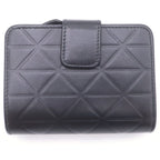 Prada Triangle Motif Trifold Wallet Compact Coin Case Black Calfskin Gold — view 2