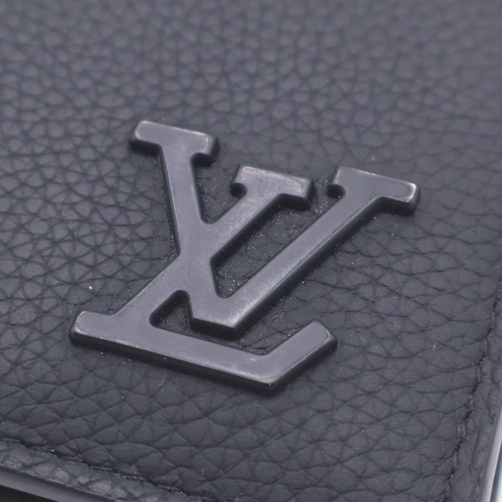 Louis Vuitton Aerogram Portefeuille Multiple Leather Bifold Wallet Black — view 5