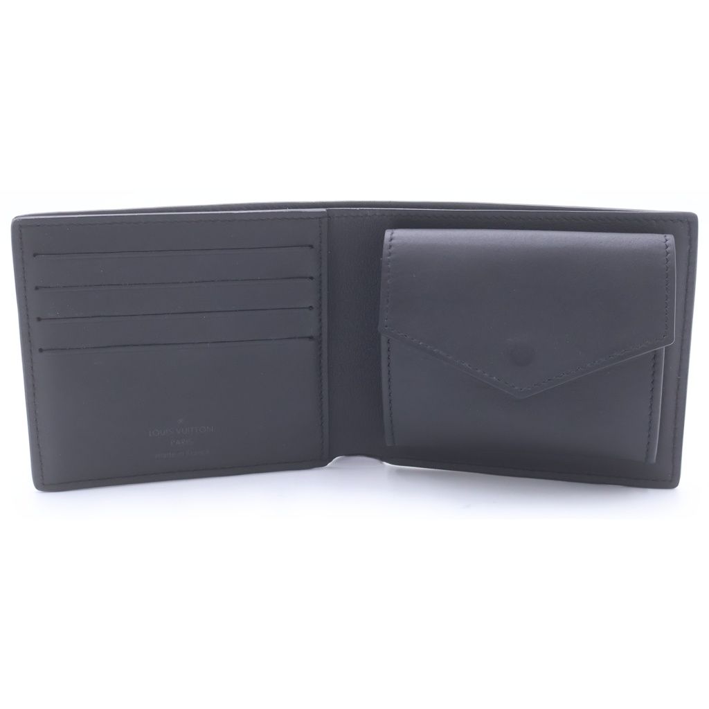 Louis Vuitton Aerogram Portefeuille Multiple Leather Bifold Wallet Black — view 4