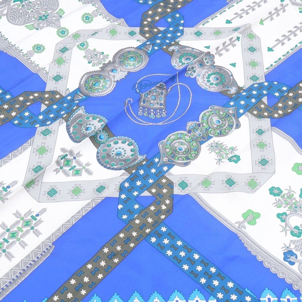 Hermes Carre 90 Brins D'or Golden Sprig Silk Scarf Blue — view 3