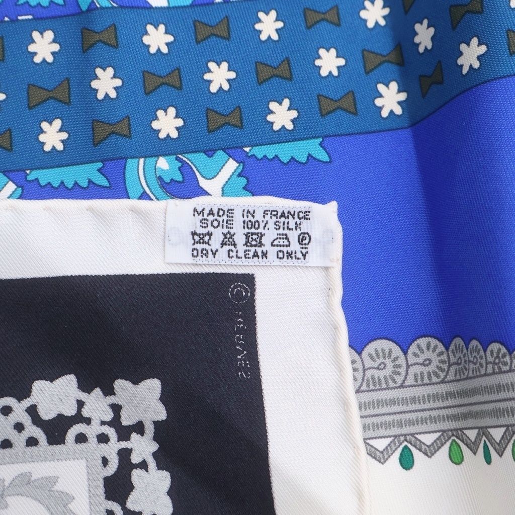 Hermes Carre 90 Brins D'or Golden Sprig Silk Scarf Blue — view 6