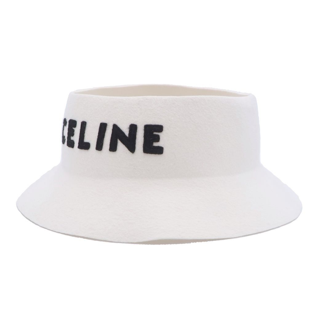 Celine Crownless Hat Logo White