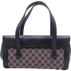 Gucci GG Canvas Bamboo Leather Handbag Black Beige — view 2