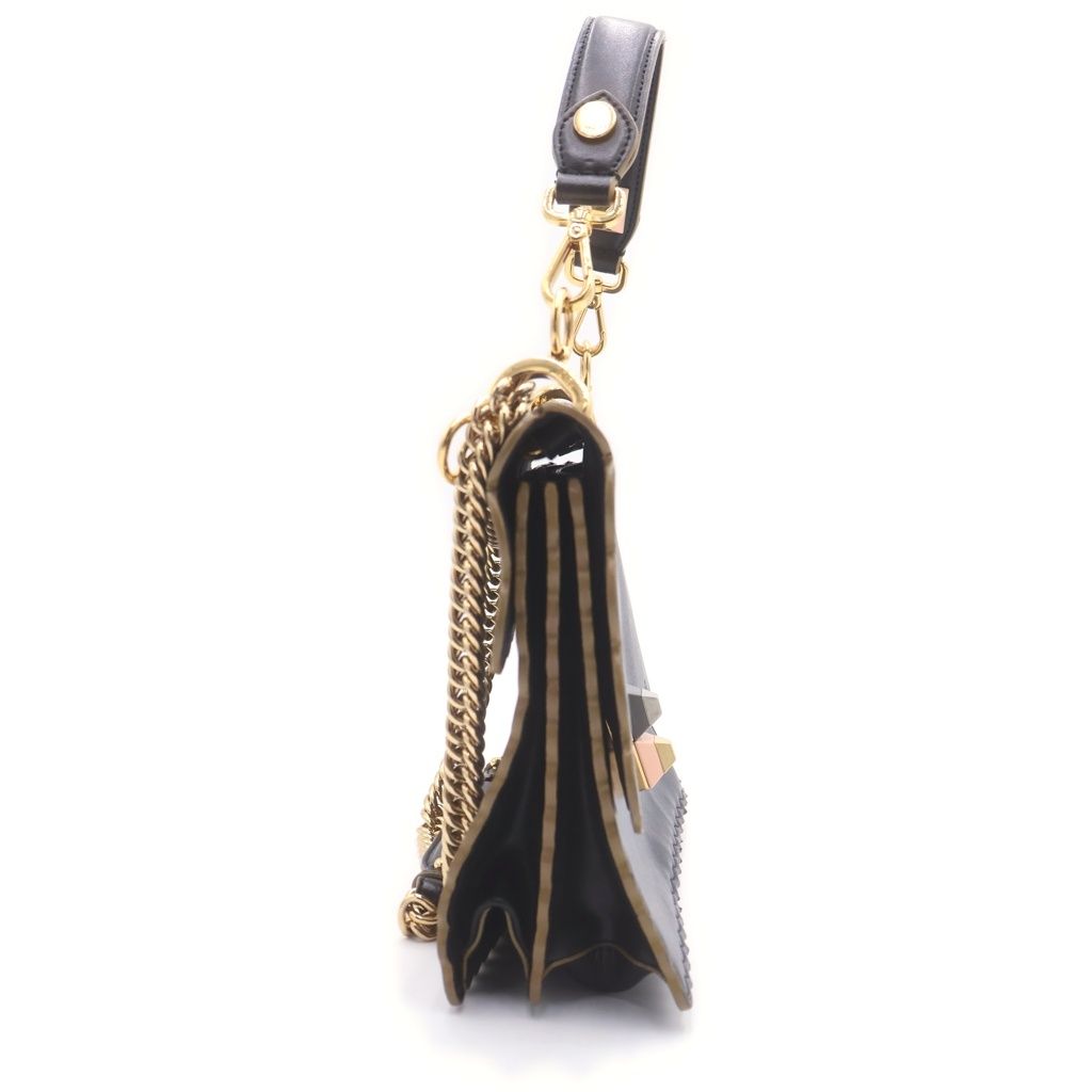 Fendi Canai Chain Shoulder Bag Black Leather — view 3