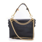 Fendi Canai Chain Shoulder Bag Black Leather — view 2