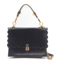 Fendi Canai Chain Shoulder Bag Black Leather