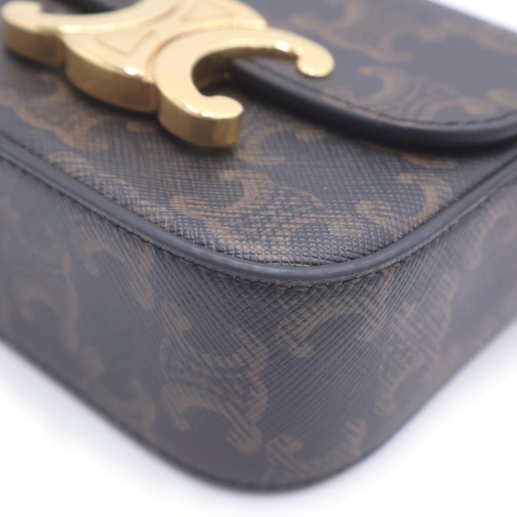 Celine Mini Claude Triomphe Shoulder Bag Brown Leather — view 5