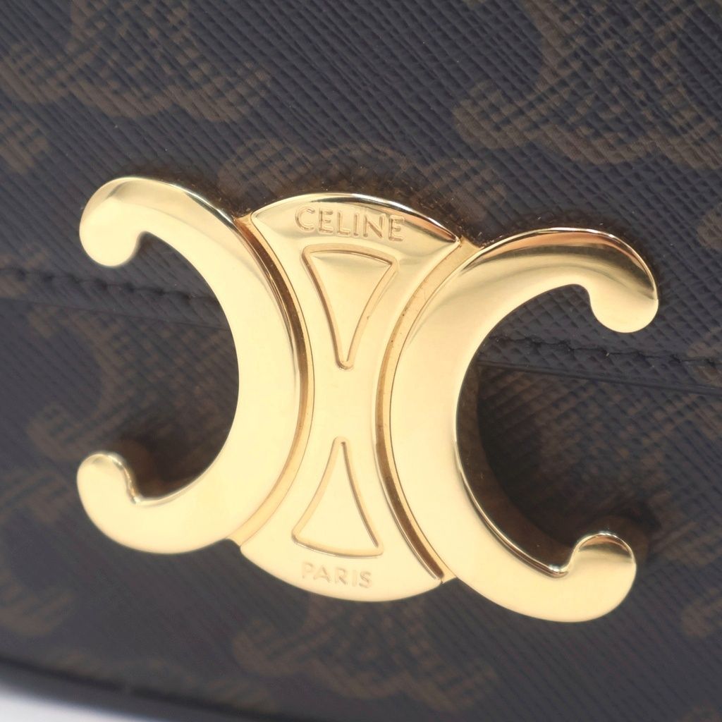 Celine Mini Claude Triomphe Shoulder Bag Brown Leather — view 6