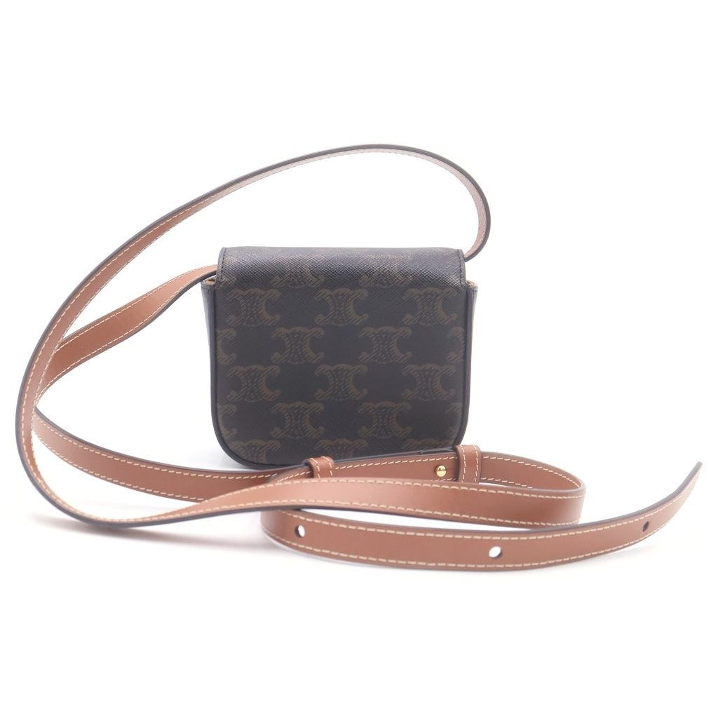 Celine Mini Claude Triomphe Shoulder Bag Brown Leather — view 2