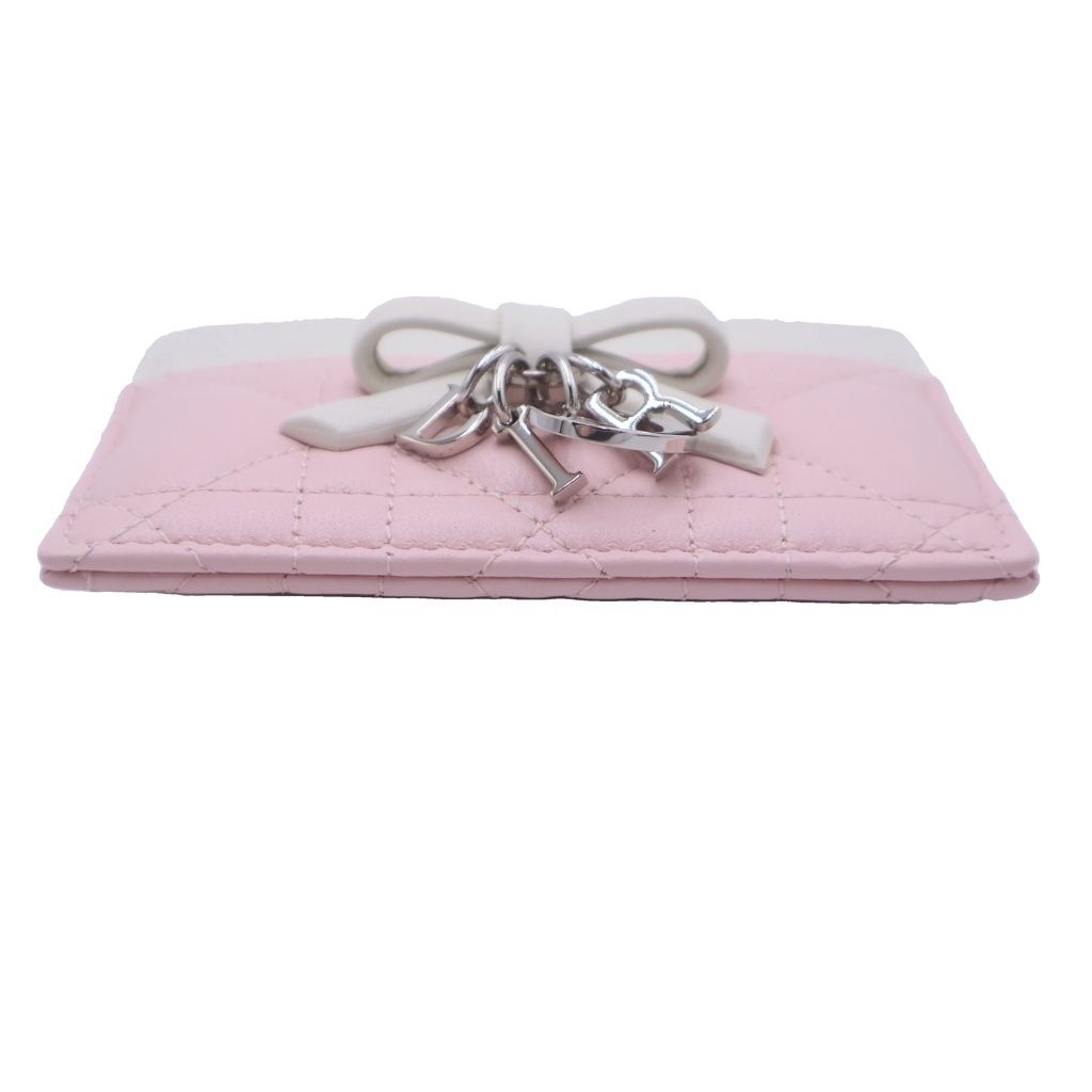 Dior Monsieur Lady Cannage Leather Card Case Pink White — view 4