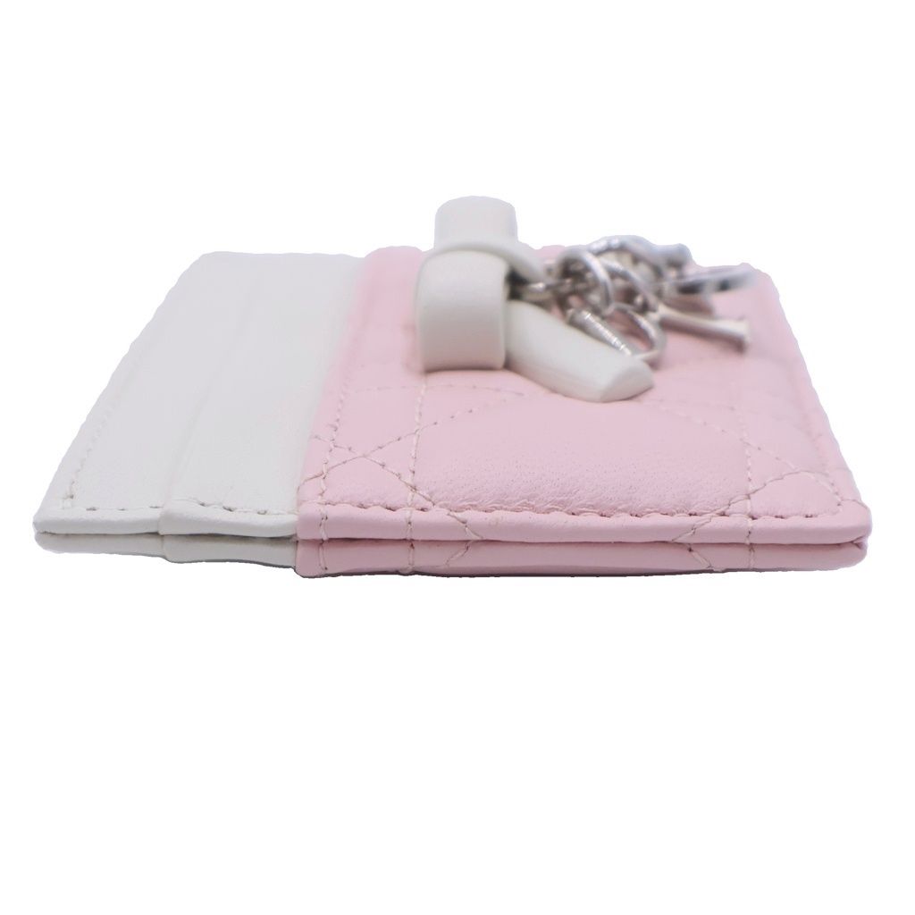 Dior Monsieur Lady Cannage Leather Card Case Pink White — view 3