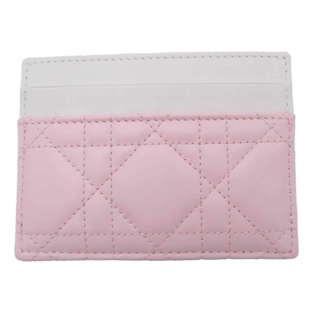 Dior Monsieur Lady Cannage Leather Card Case Pink White — view 2