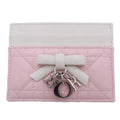 Dior Monsieur Lady Cannage Leather Card Case Pink White