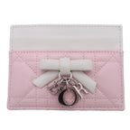 Dior Monsieur Lady Cannage Leather Card Case Pink White