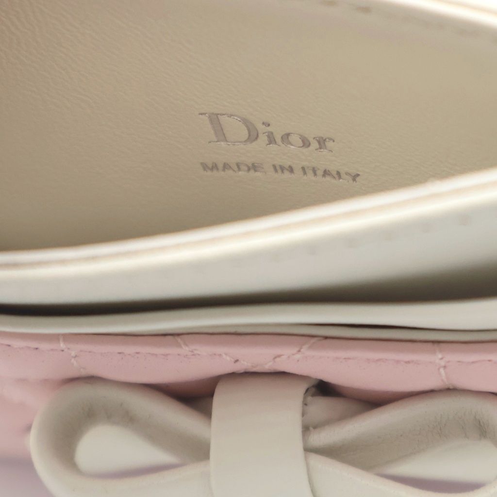 Dior Monsieur Lady Cannage Leather Card Case Pink White — view 5